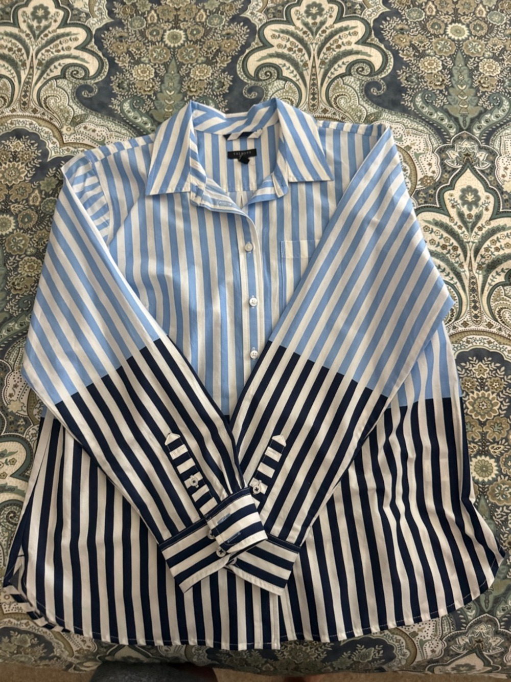 Talbots Blue & Navy Vertical Stripe Button-Down Shirt
